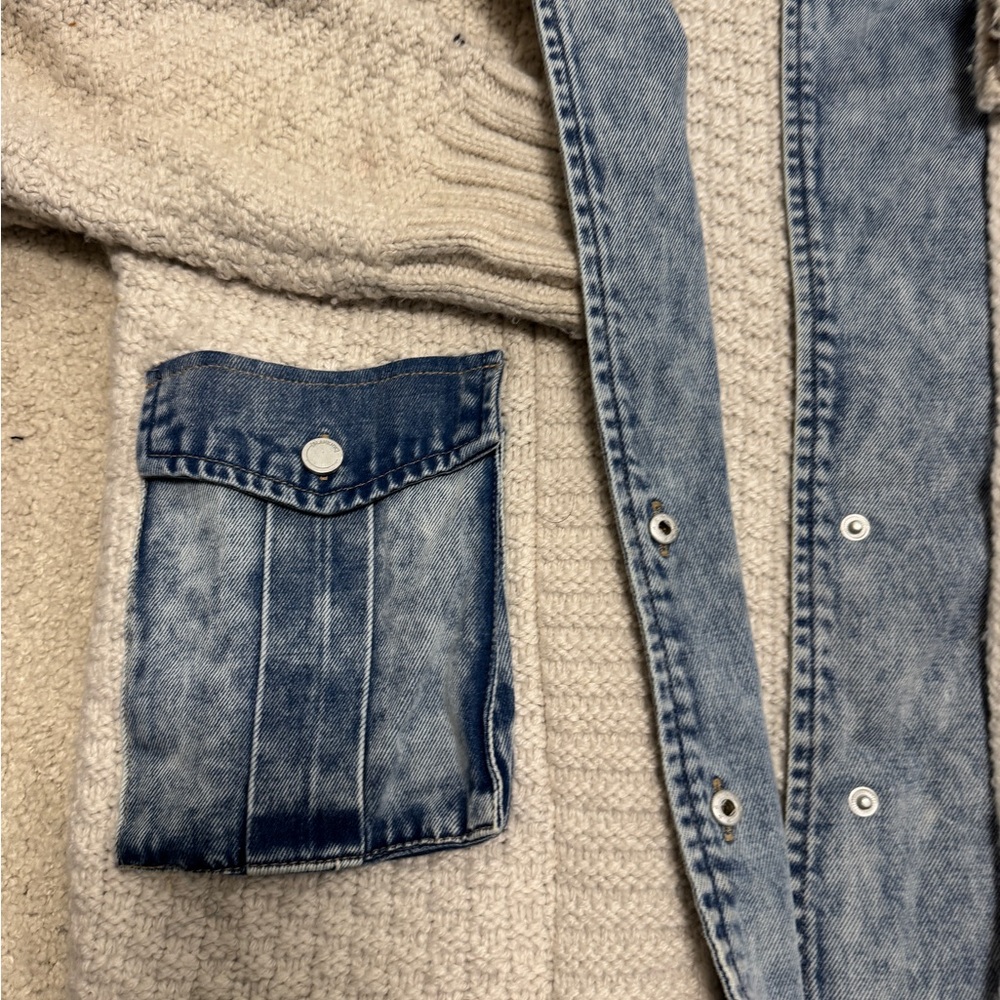 Blank NYC Denim and Cream Knit Cardigan - Picture 5 of 6